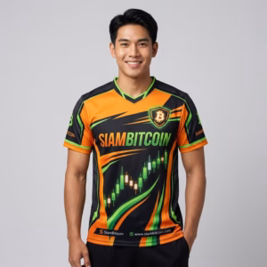 นายแบบไทยใส่เสื้อ SiamBitcoin Athlete Trader Jersey
